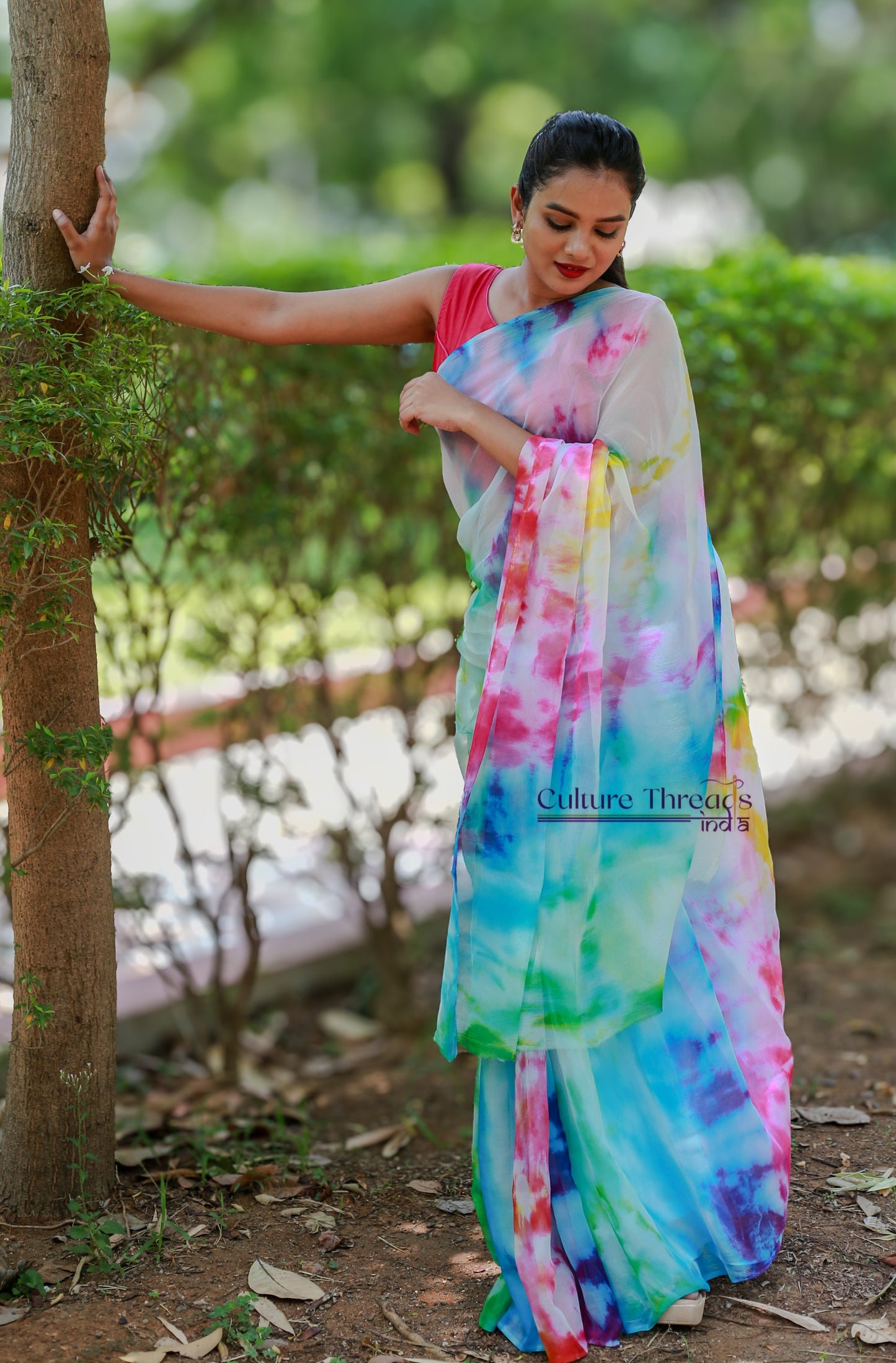 Rainbow Cascade Saree