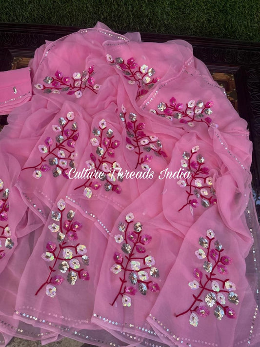 Blush Blossom Creeper Saree