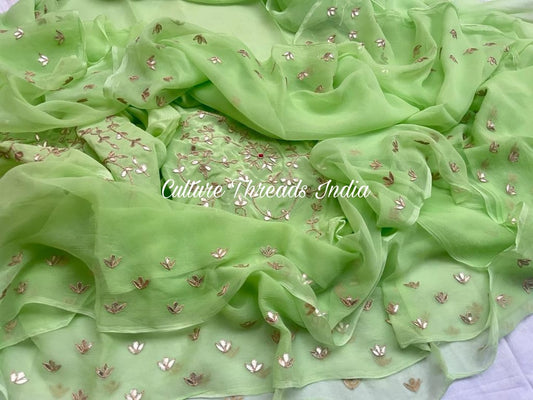 Dewy Pistachio Gota Saree