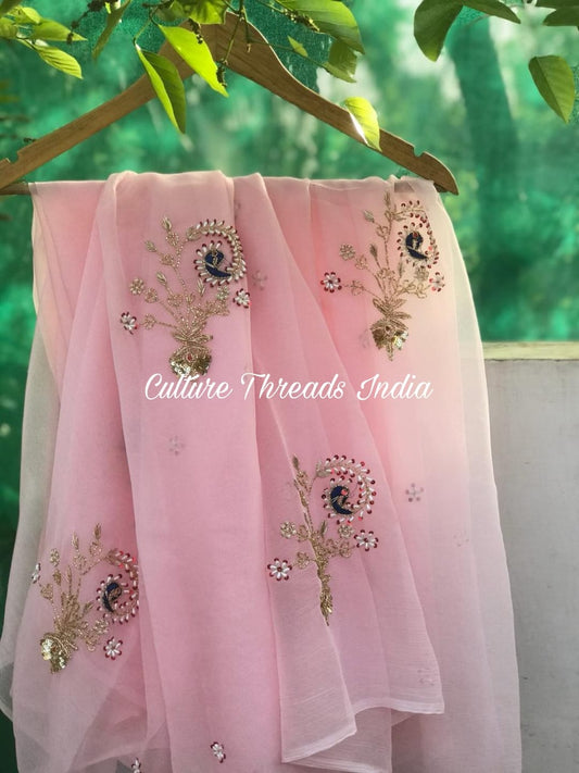 Pink Peacock Elegance Saree