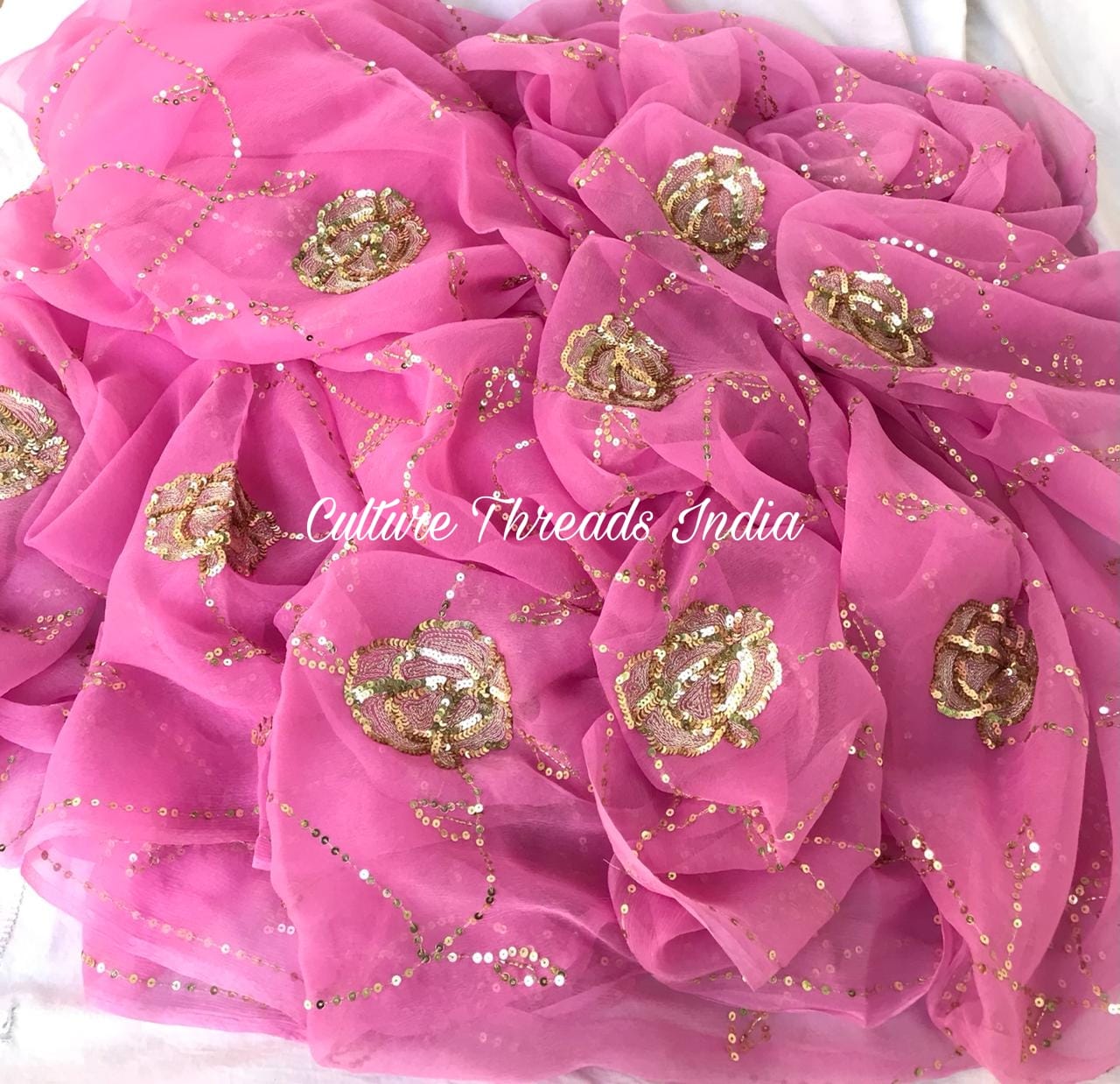 Bubblegum Rose Jaal Saree