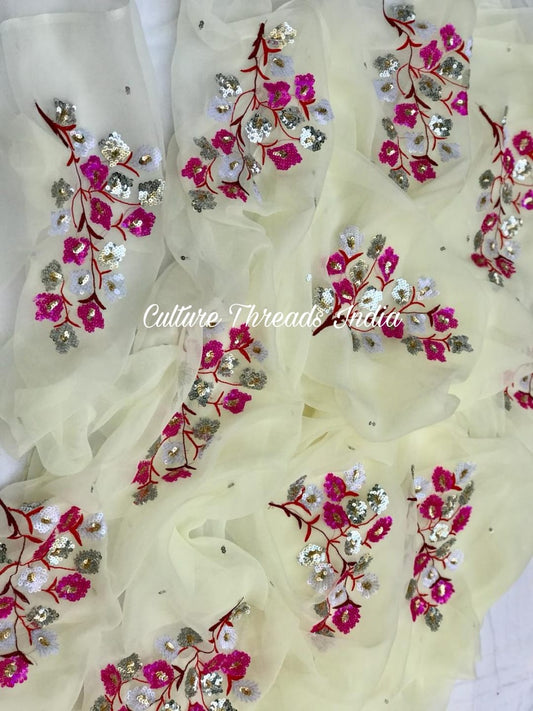 Off-White Floral Whispers Saree