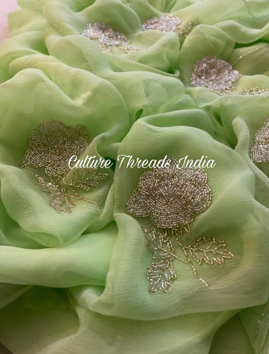 Minty Rose Cutdana Saree
