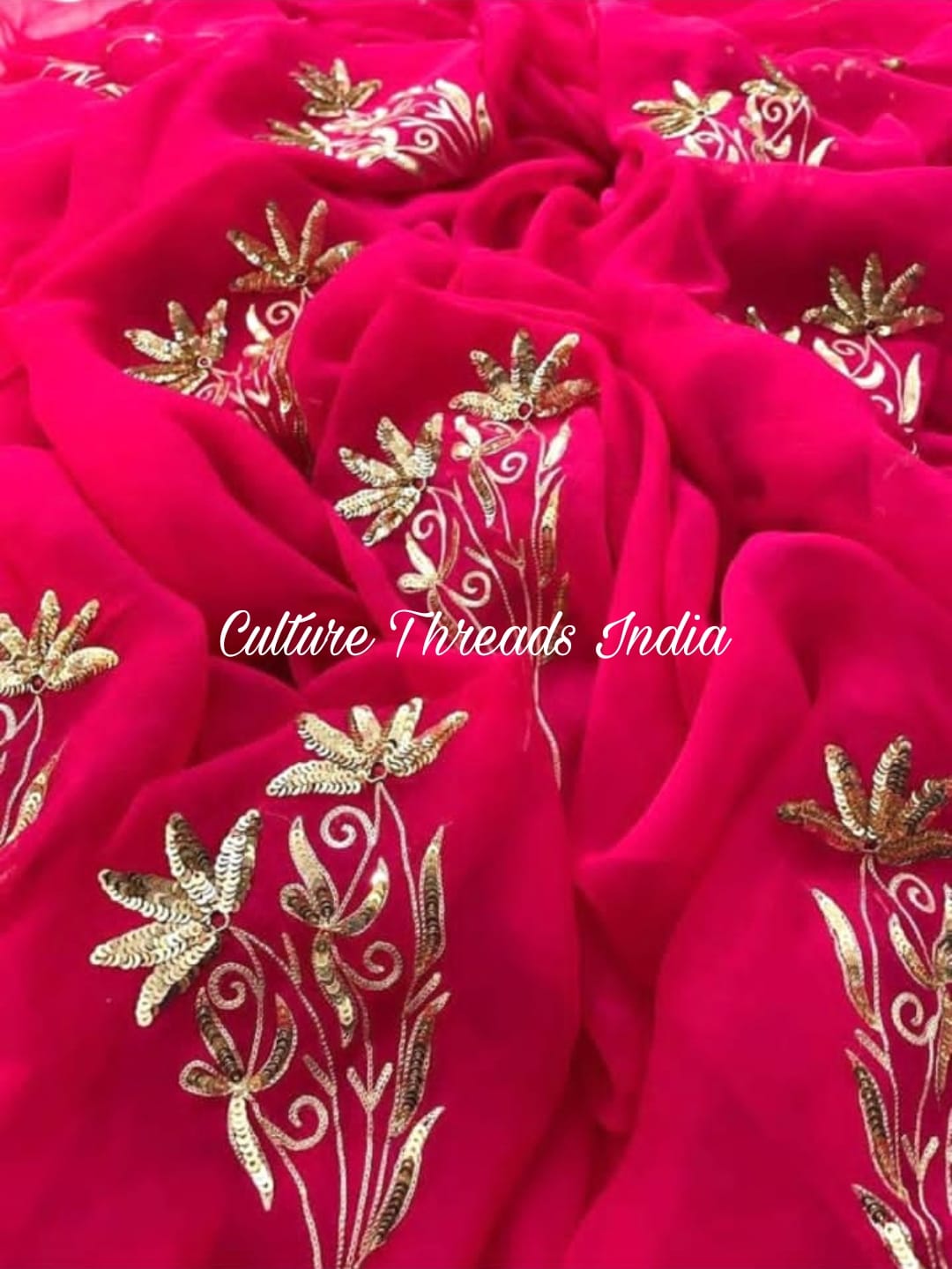 Golden Blossom Rani Pink Saree