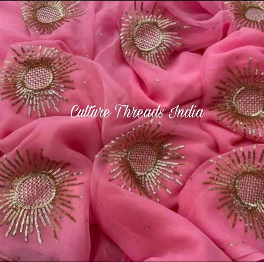 Rosy Glow Chakra Saree