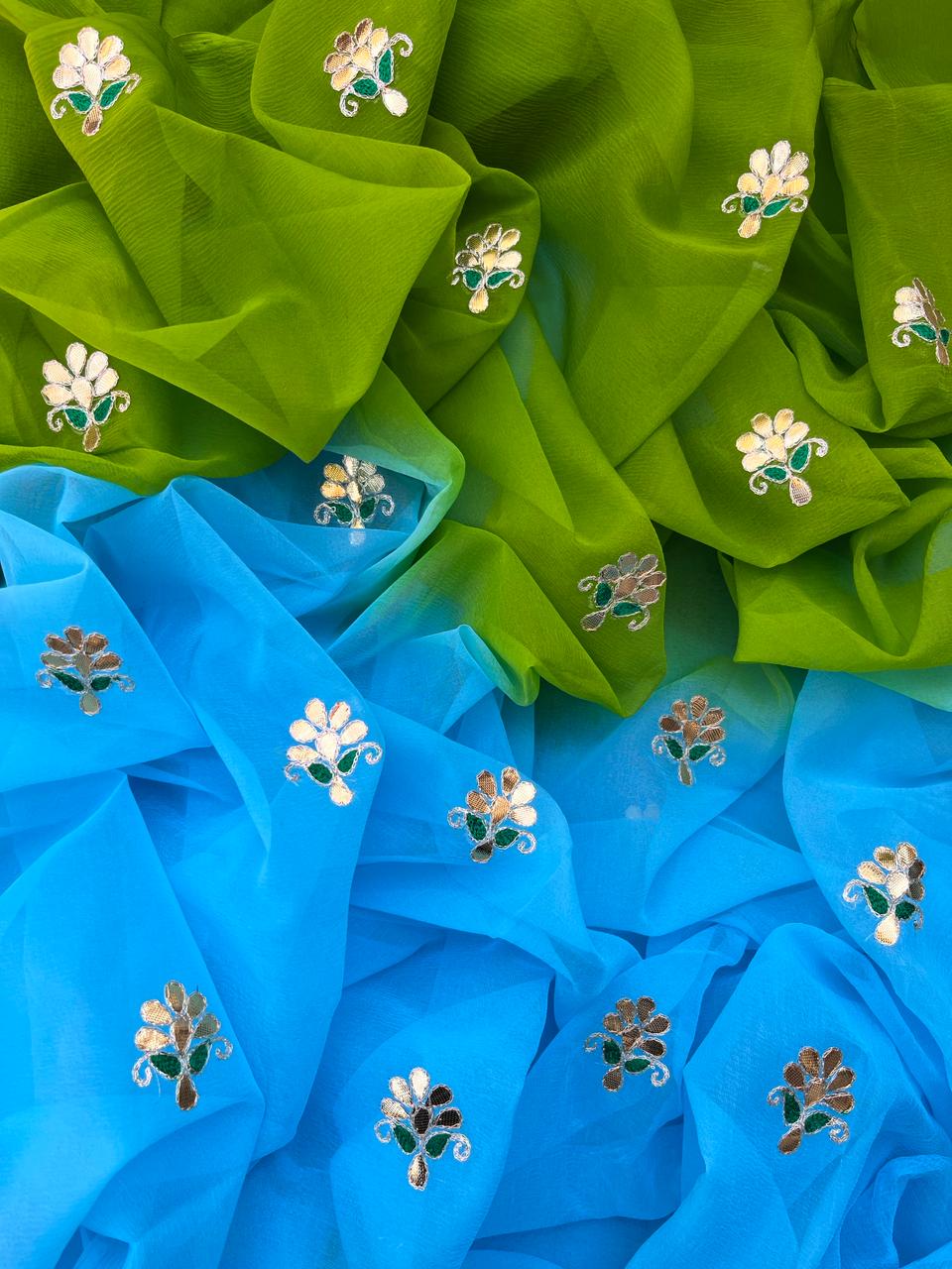 Peacock Shades Gota Patti Saree