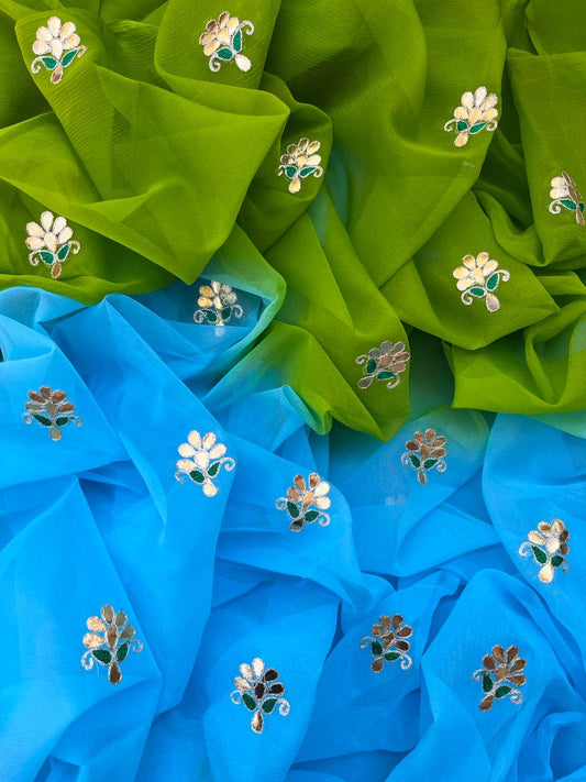 Peacock Shades Gota Patti Saree