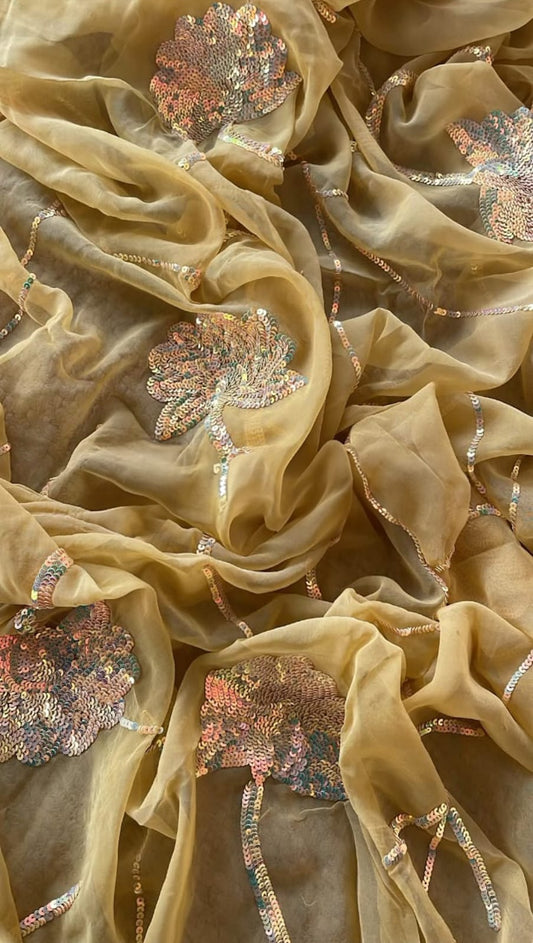 Golden Aura Floral Saree