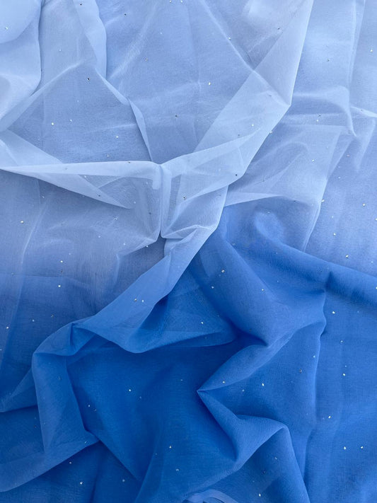 Ombre Blue Mukaish Saree