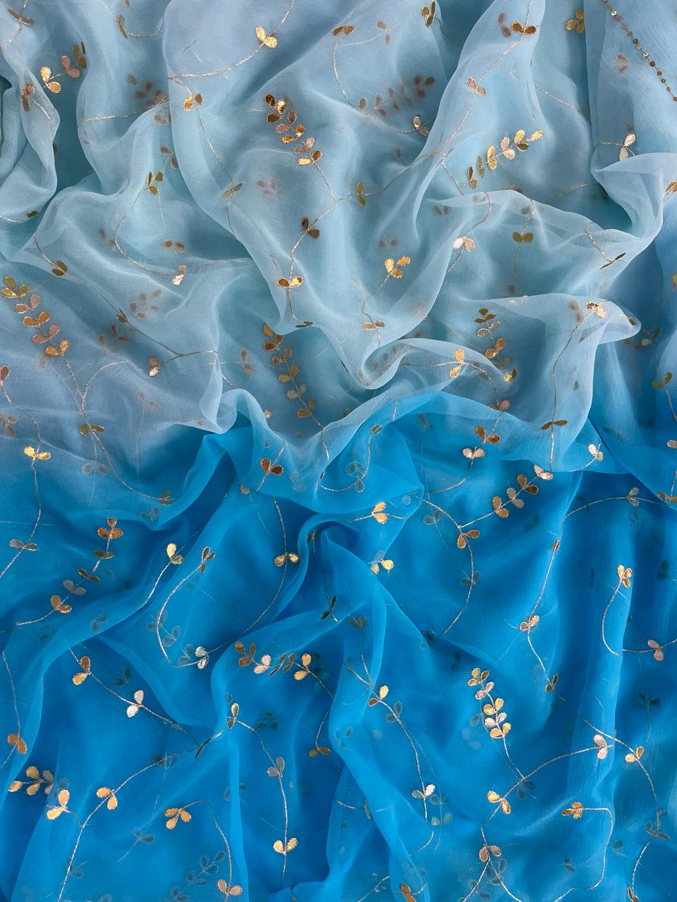 Ombre Blue Sitara Patti Saree