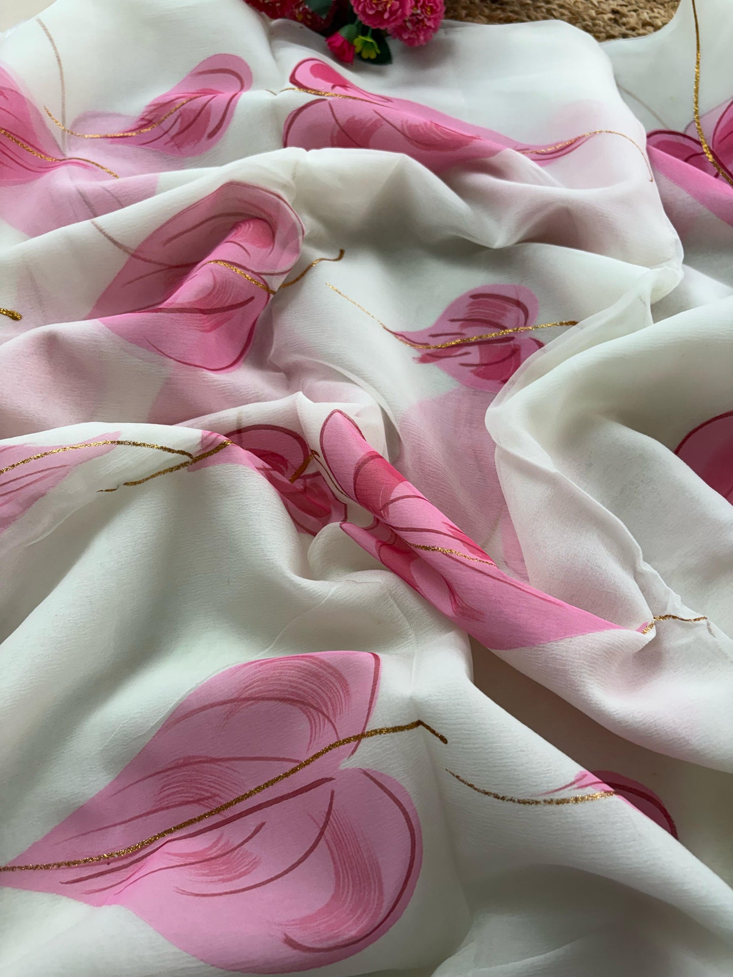 Petal Harmony Handpainted Saree