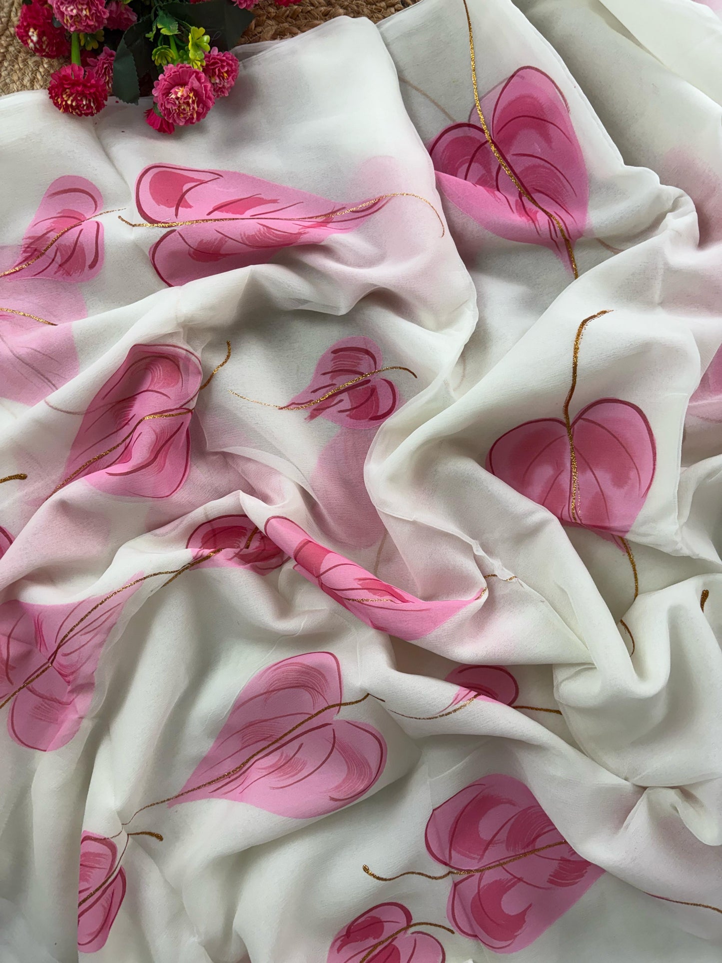 Petal Harmony Handpainted Saree