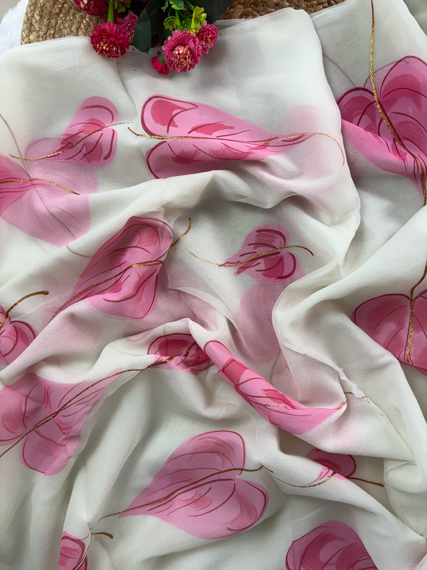 Petal Harmony Handpainted Saree