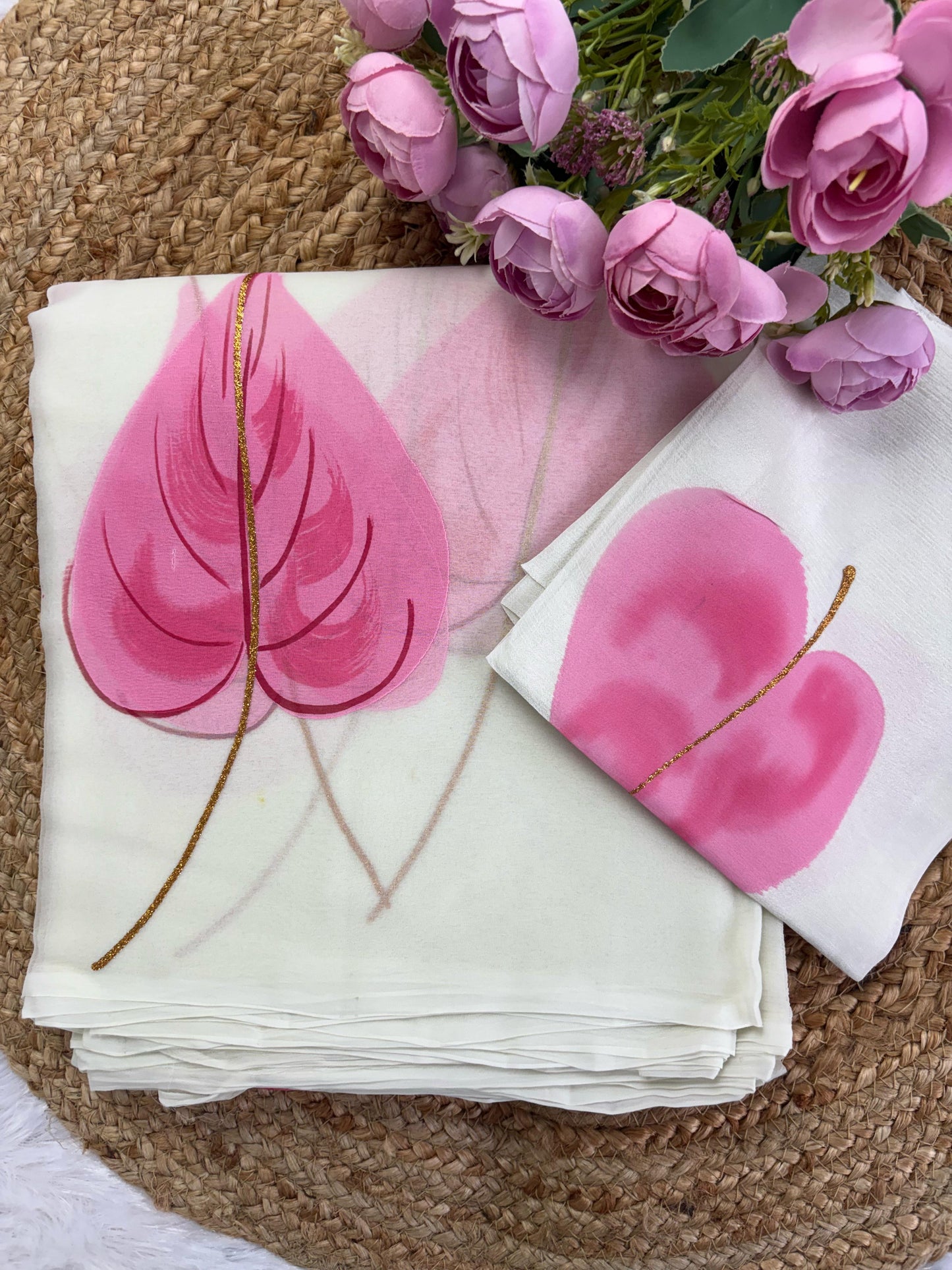 Petal Harmony Handpainted Saree