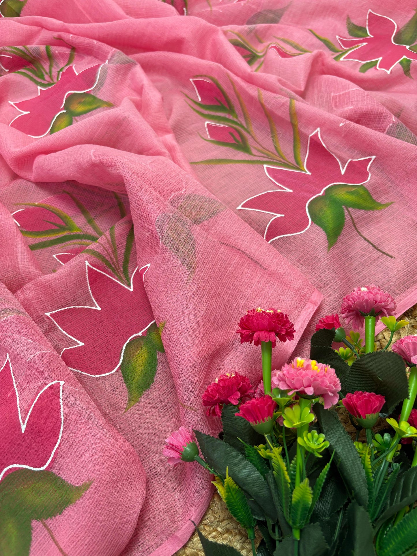 Lotus Dream Kota Doria Handpainted Saree