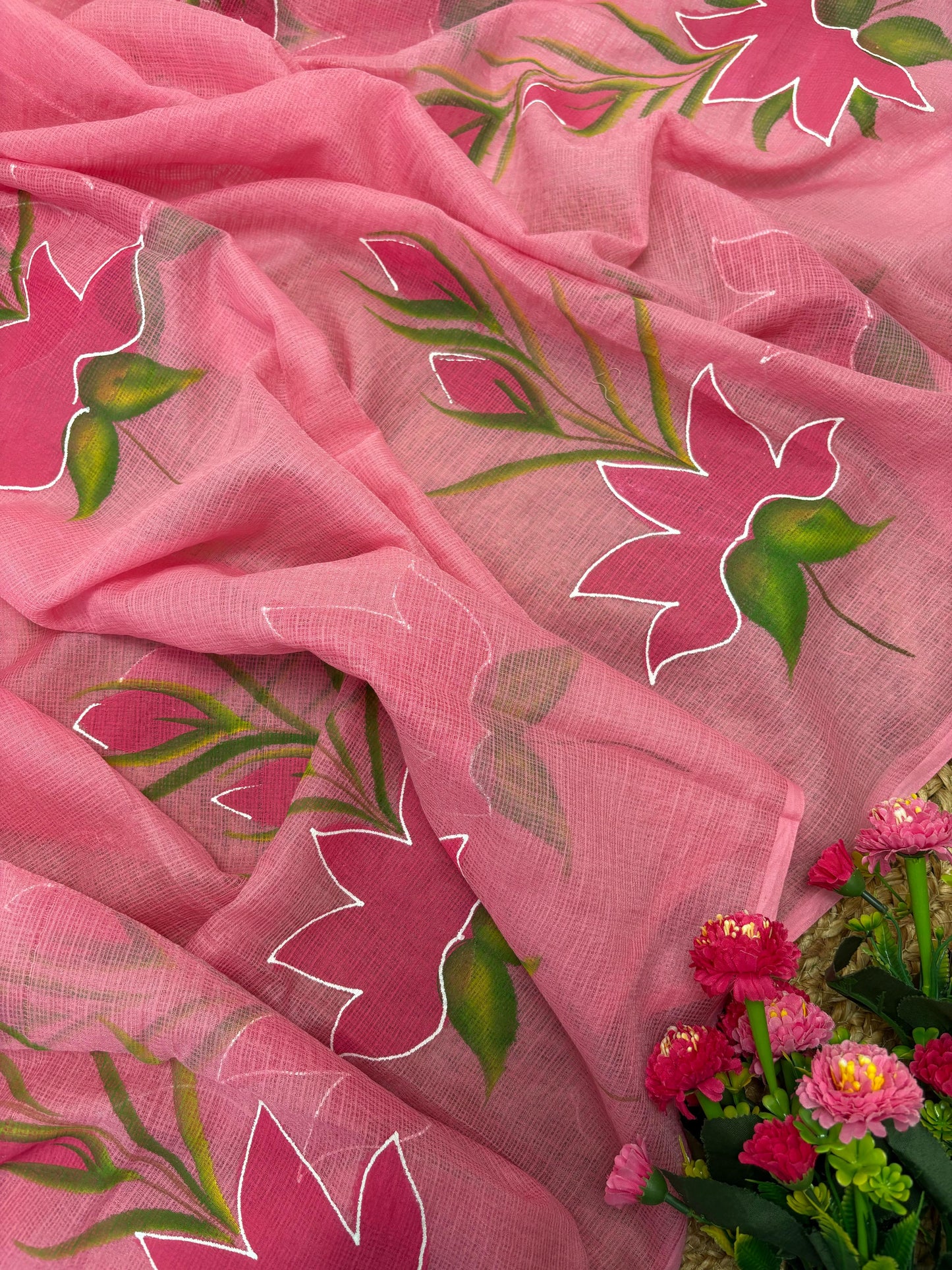 Lotus Dream Kota Doria Handpainted Saree