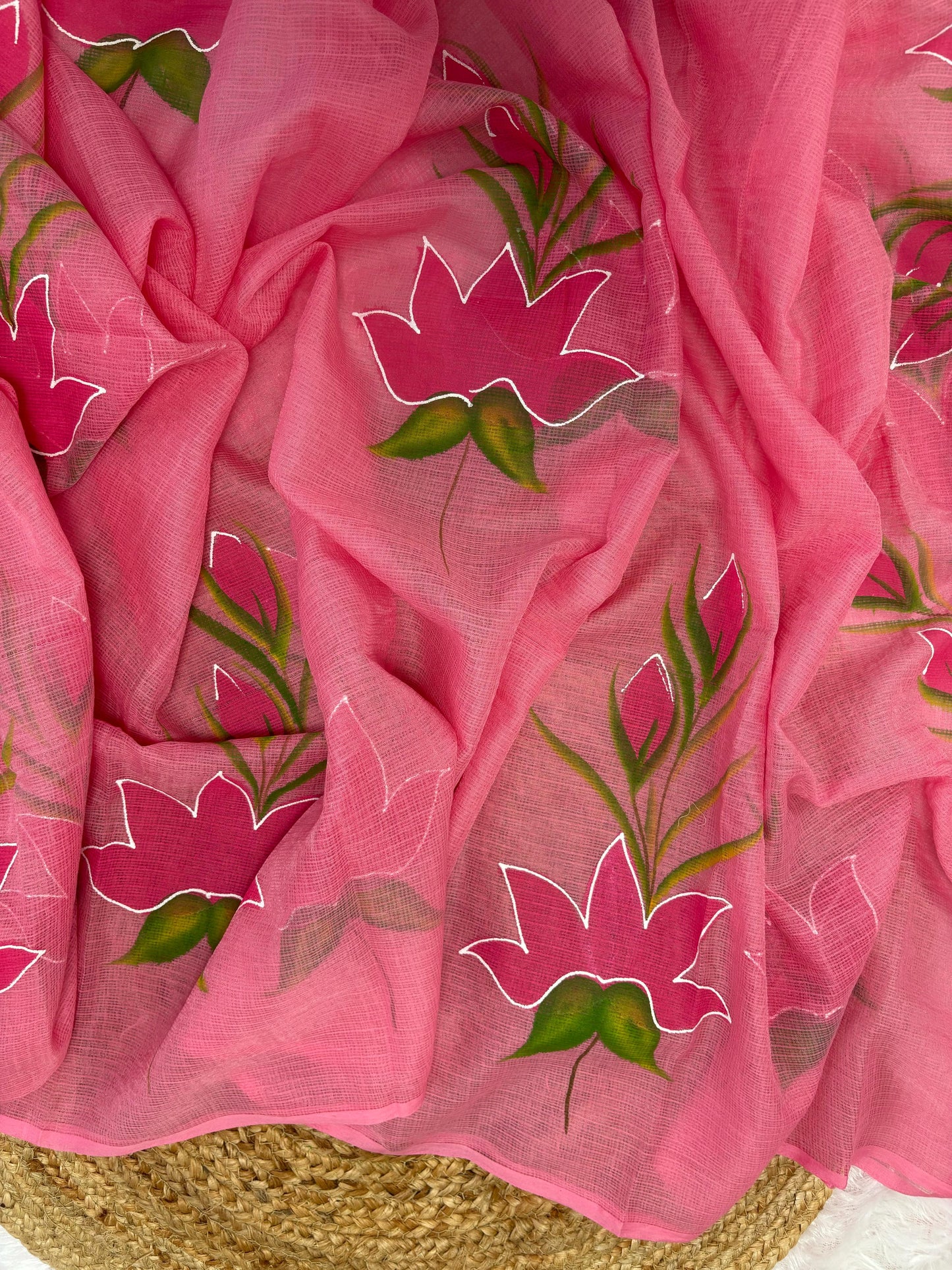 Lotus Dream Kota Doria Handpainted Saree