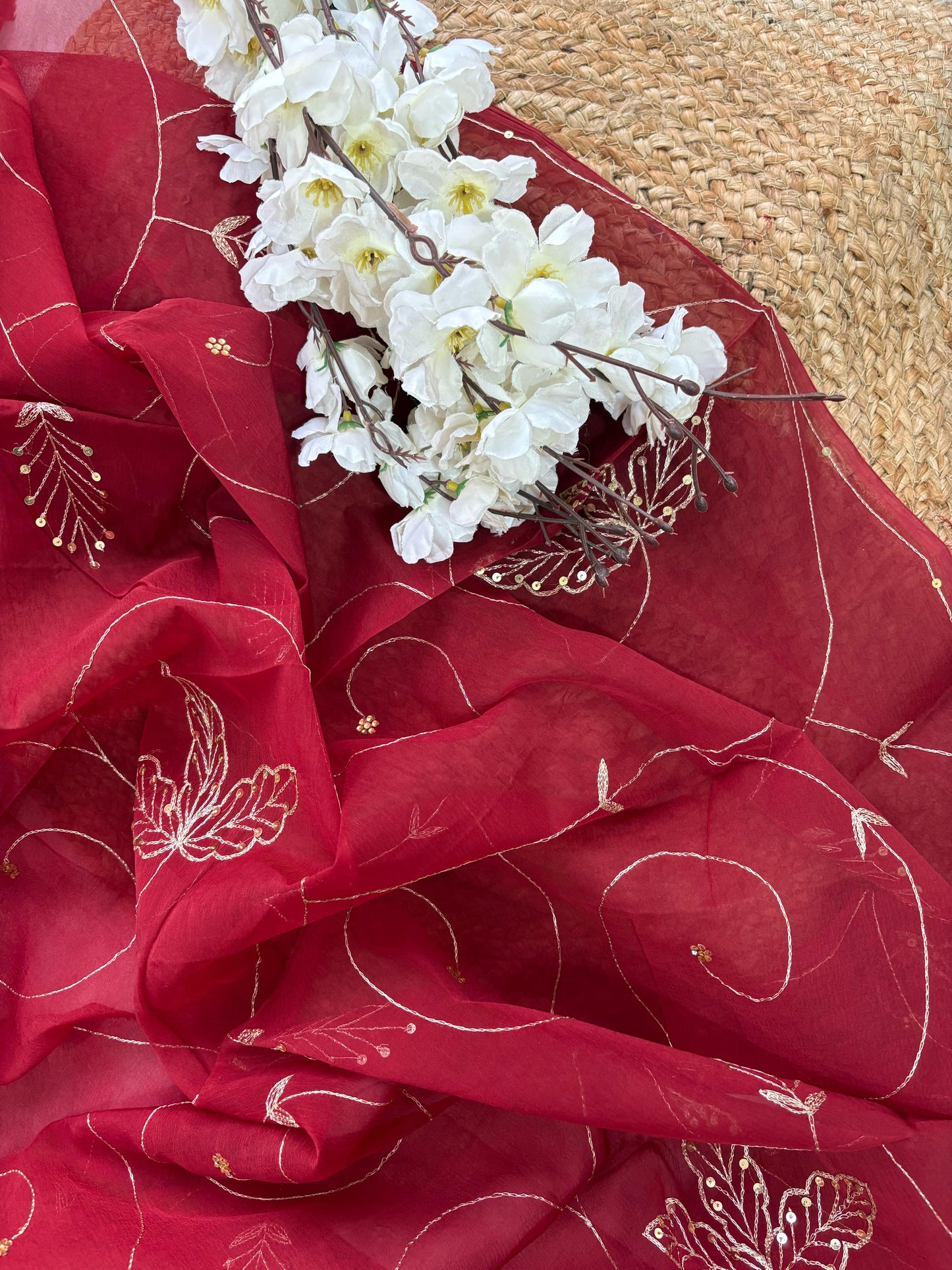 Wineberry Whisper Jaal Saree