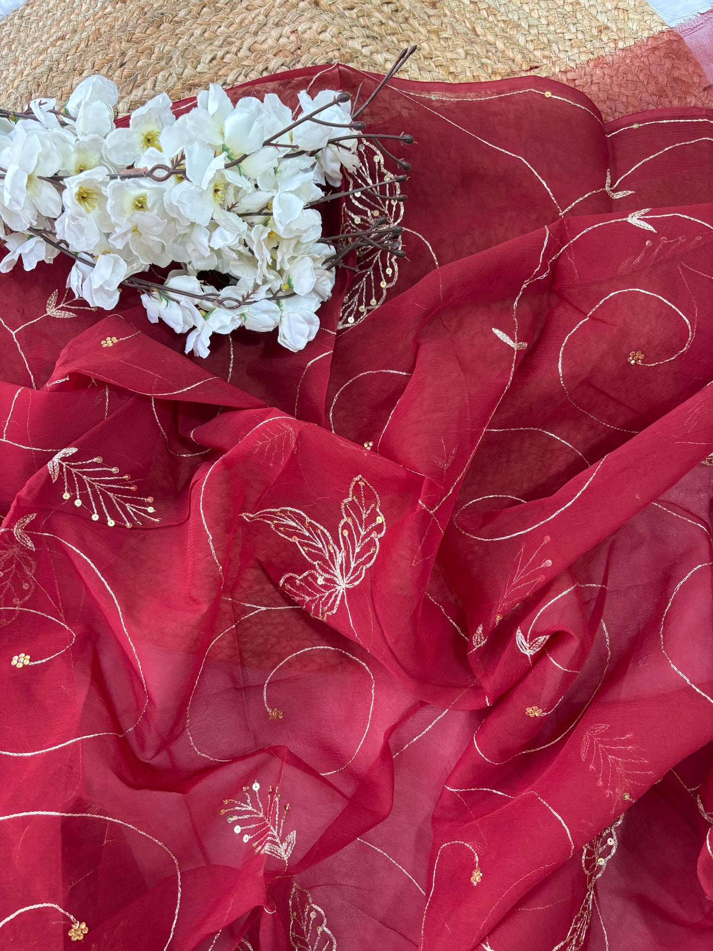Wineberry Whisper Jaal Saree