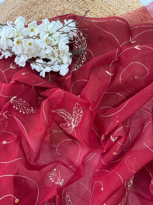 Wineberry Whisper Jaal Saree