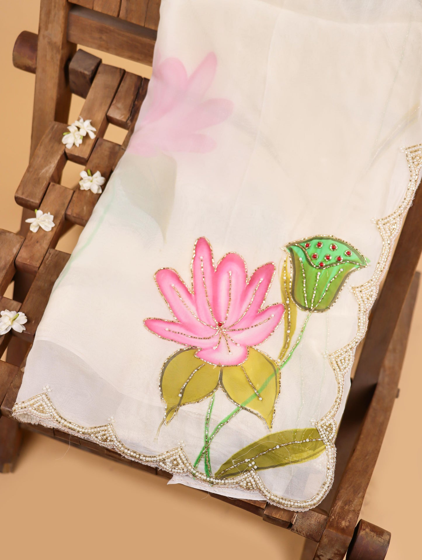 Lotus Noor Organza Handpainted Saree