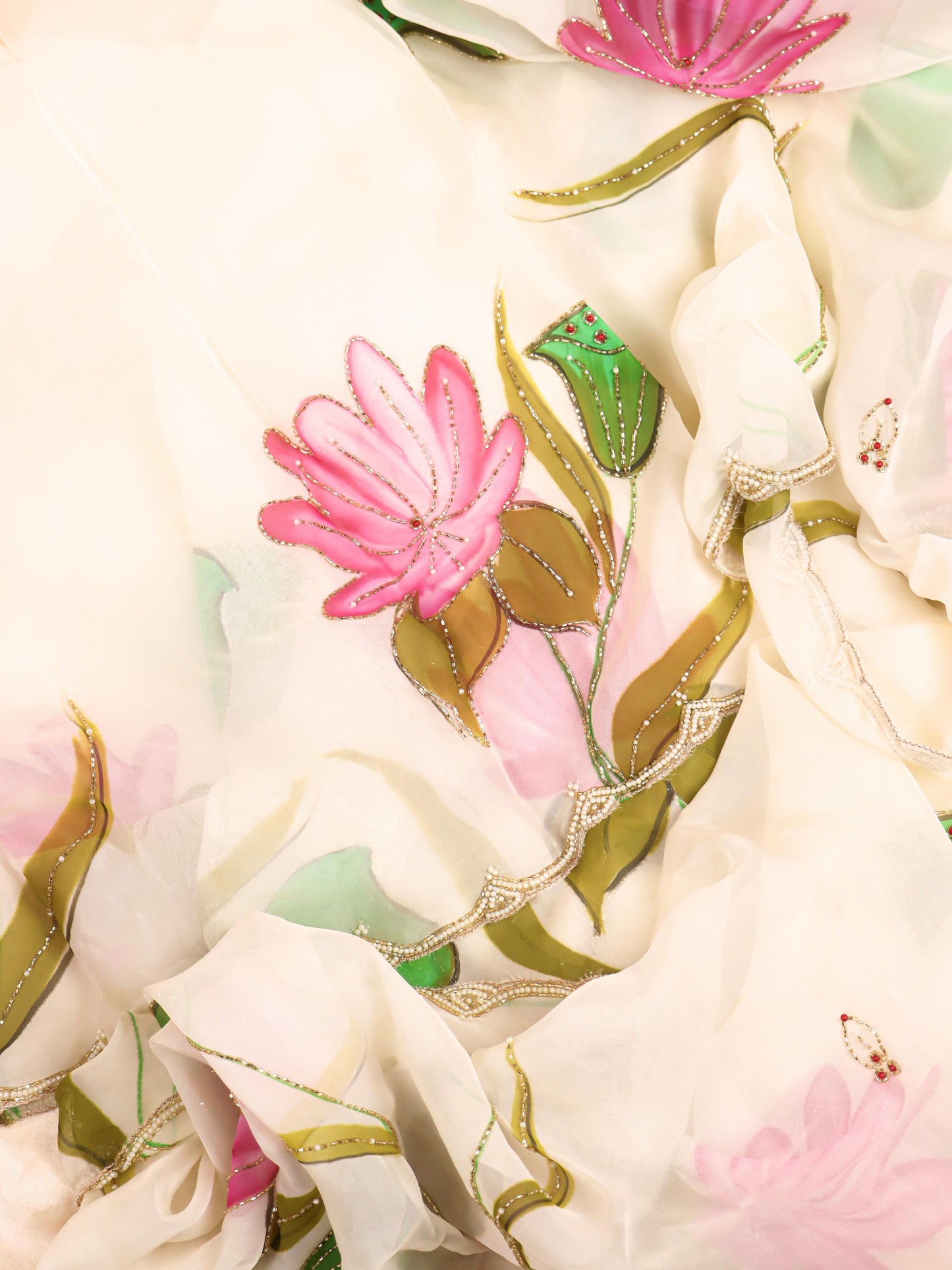 Lotus Noor Organza Handpainted Saree