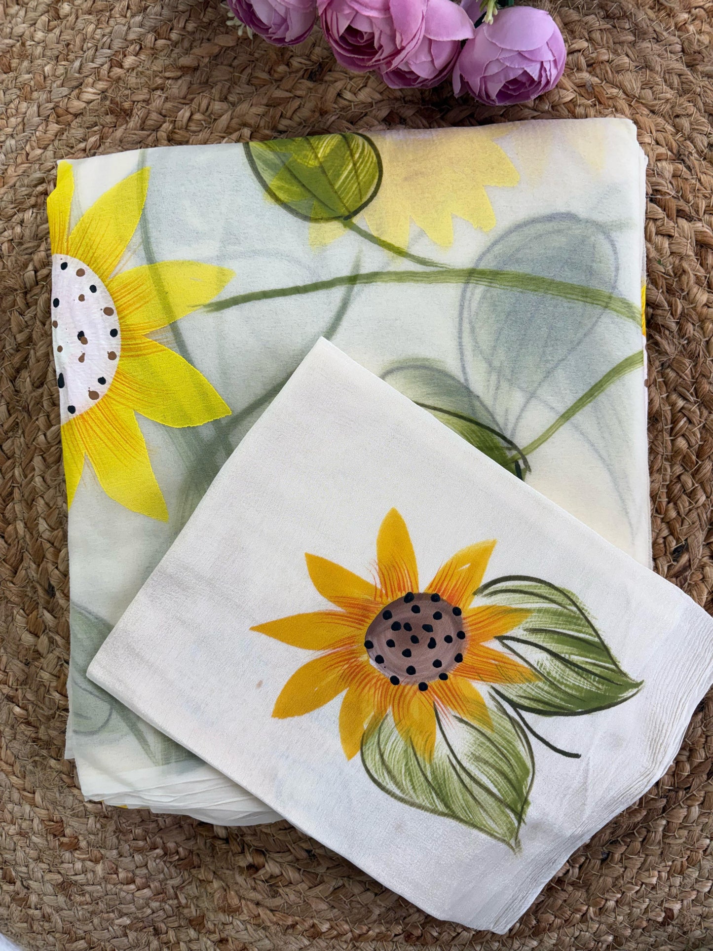 Sunflower Hand Painted Saree