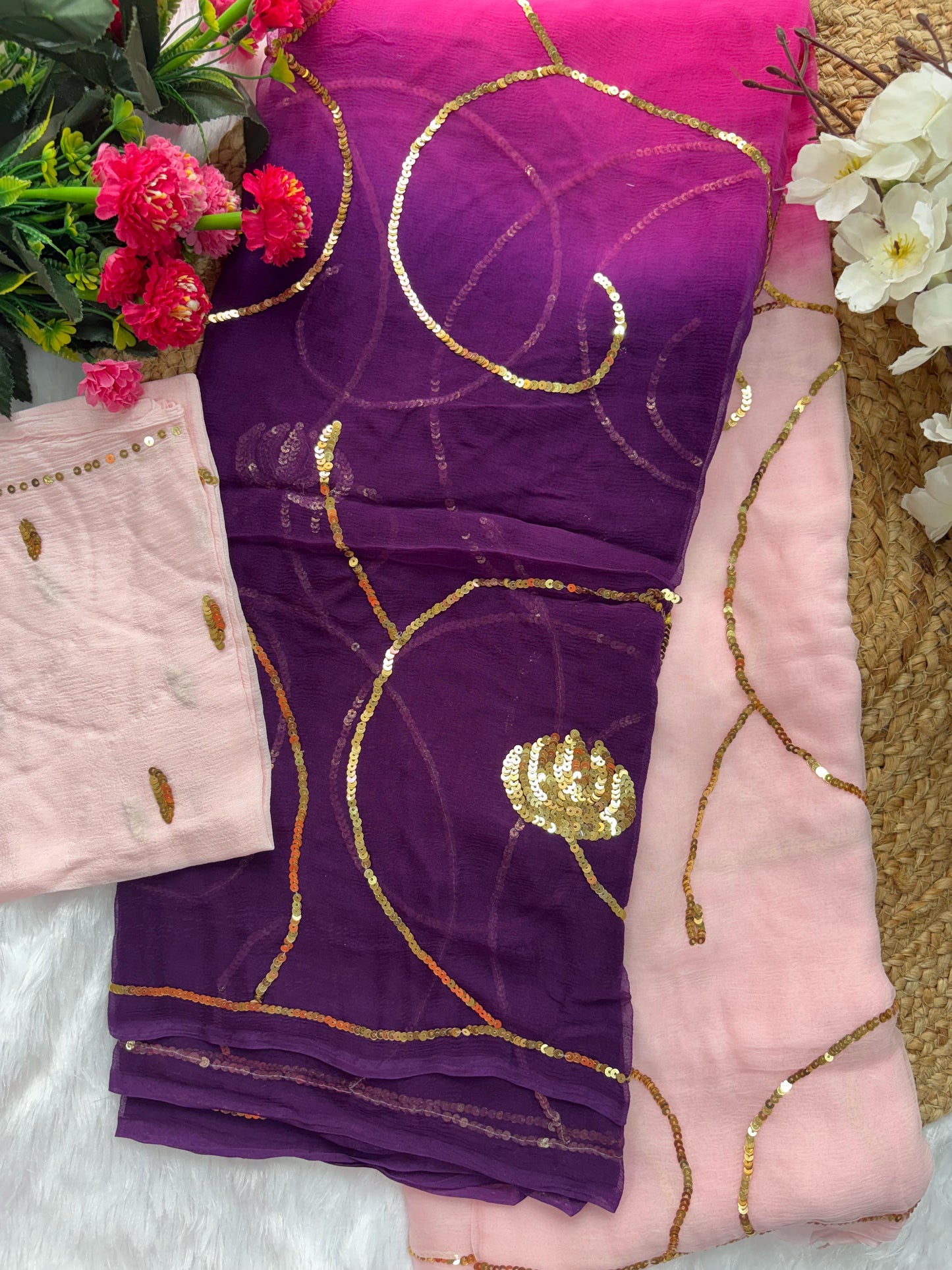 Royal Pink And Purple Veil Saree