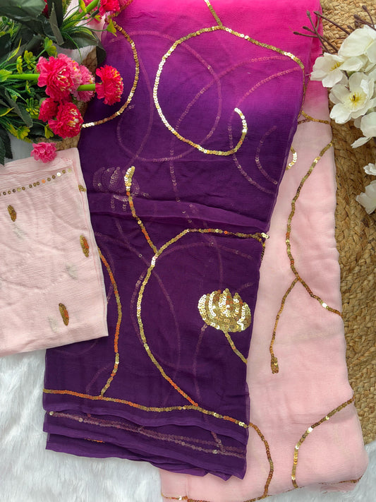 Royal Pink And Purple Veil Saree