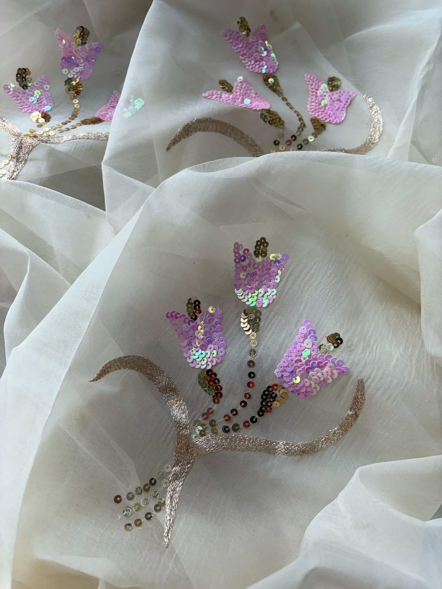 Lotus Bloom Cream Saree