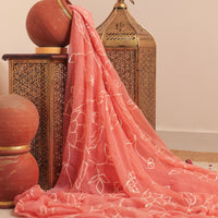 Peach Gulbahaar Sequin Jaal Saree
