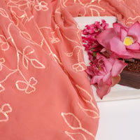 Peach Gulbahaar Sequin Jaal Saree