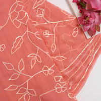 Peach Gulbahaar Sequin Jaal Saree