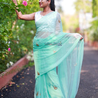 Pistachio Bloom Saree