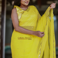 Sunshine Radiance Scalloped Border Saree
