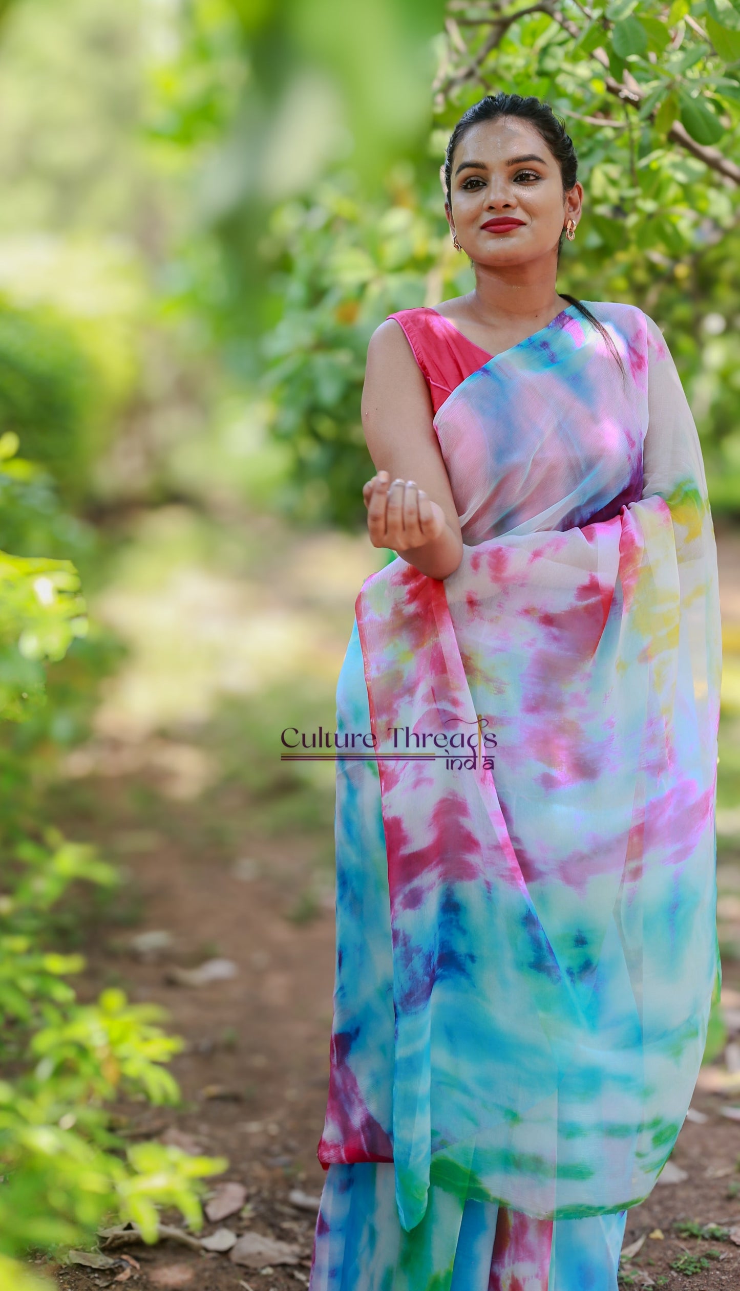 Rainbow Cascade Saree