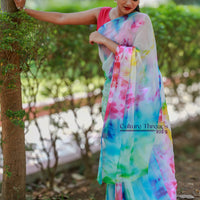 Rainbow Cascade Saree