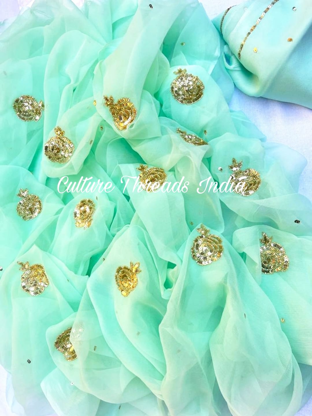 Pistachio Bloom Saree