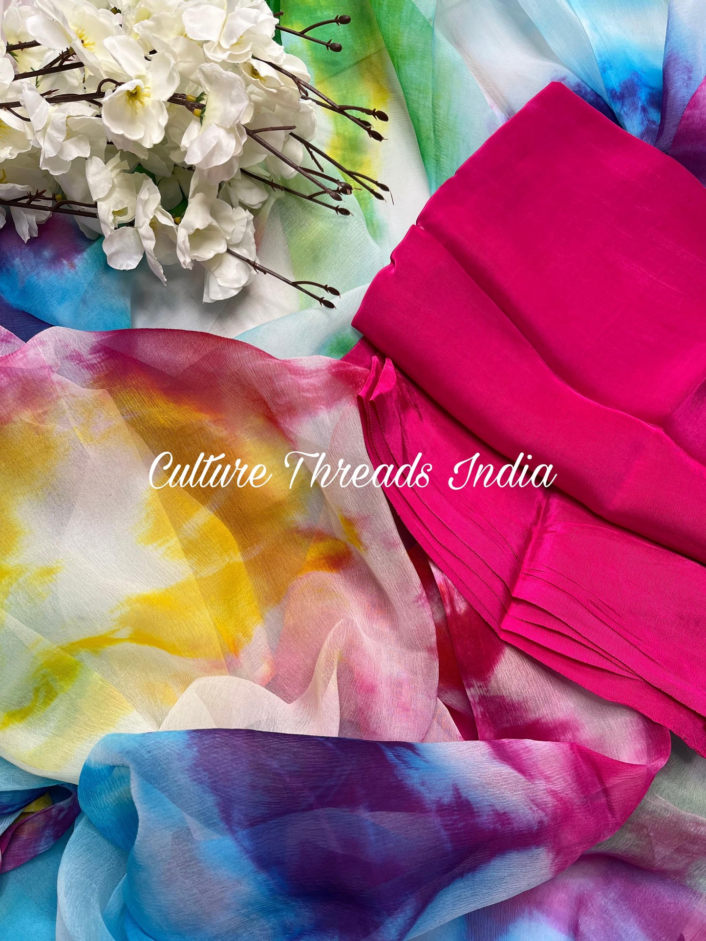 Rainbow Cascade Saree