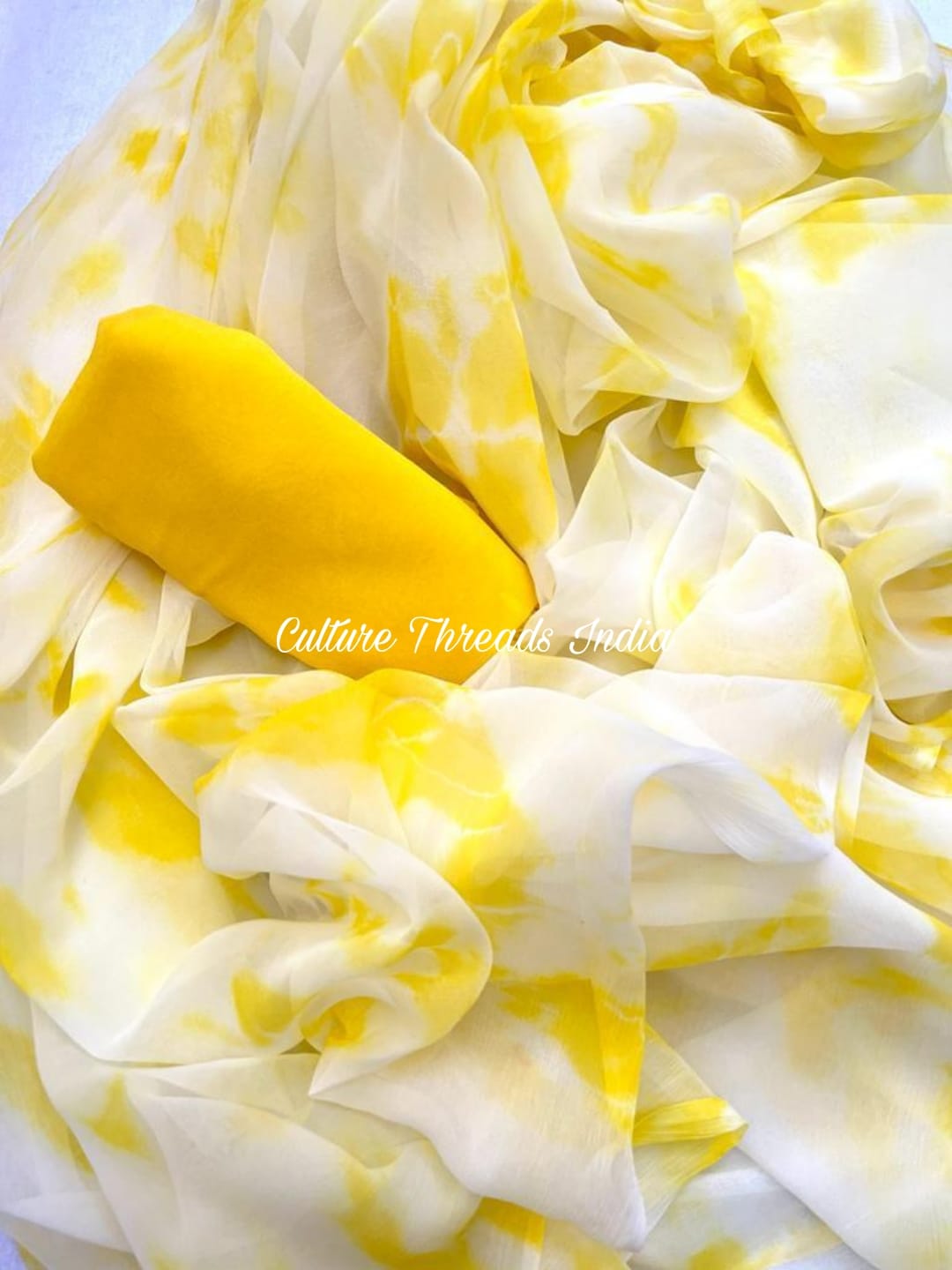 Lemon Cream Shibori Saree
