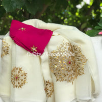 Creamy Whisper Gotapatti Saree