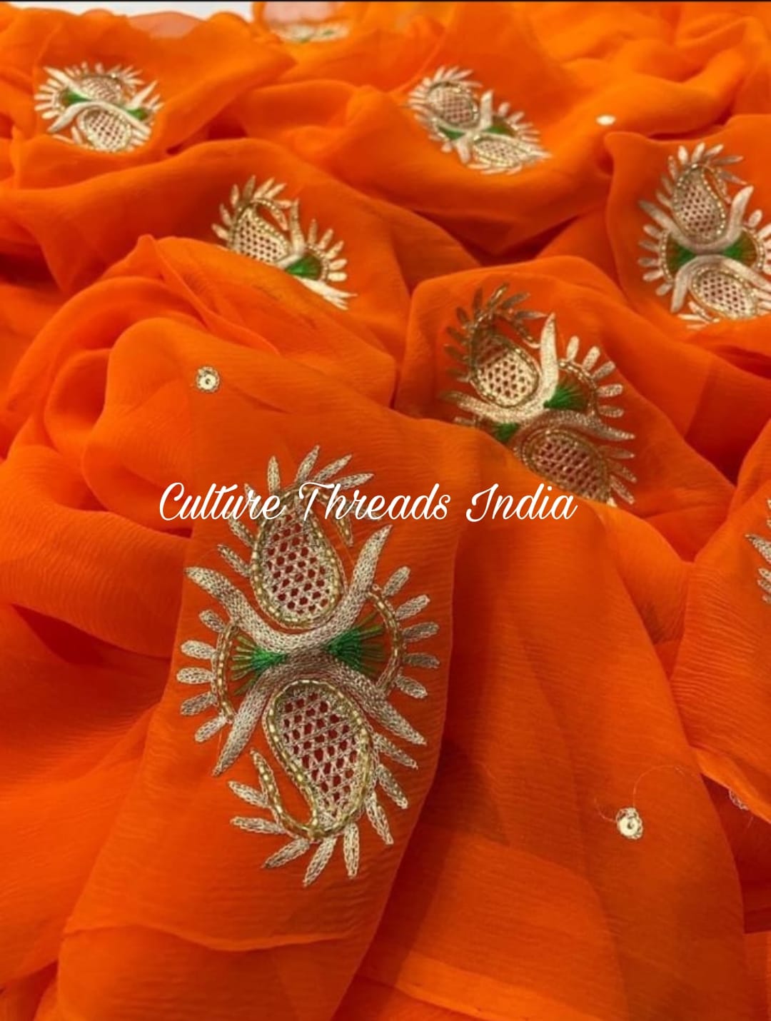 Sunset Glow Cutwork Saree