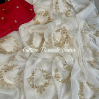 Frosty Pearl Cutdana Saree