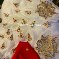 Ivory Frost Zardosi Gota Saree