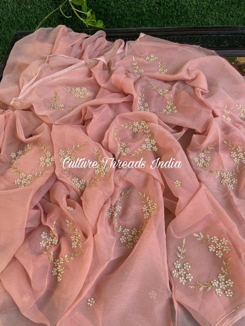 Creamy Nude Cut Daana Saree