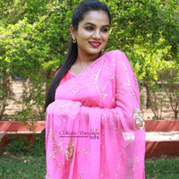 Bubblegum Rose Jaal Saree