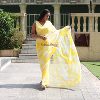 Lemon Cream Shibori Saree