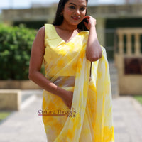 Lemon Cream Shibori Saree