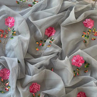 Silver Moon Floral Butta Saree