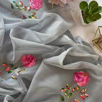 Silver Moon Floral Butta Saree
